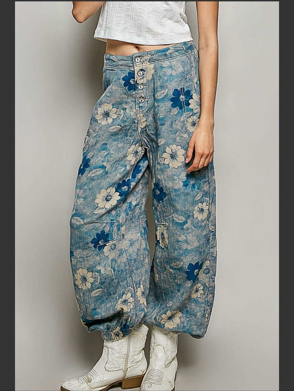 NWT POL Vintage Washed Printed Twill Relaxed Fit Floral Pants Various Sizes